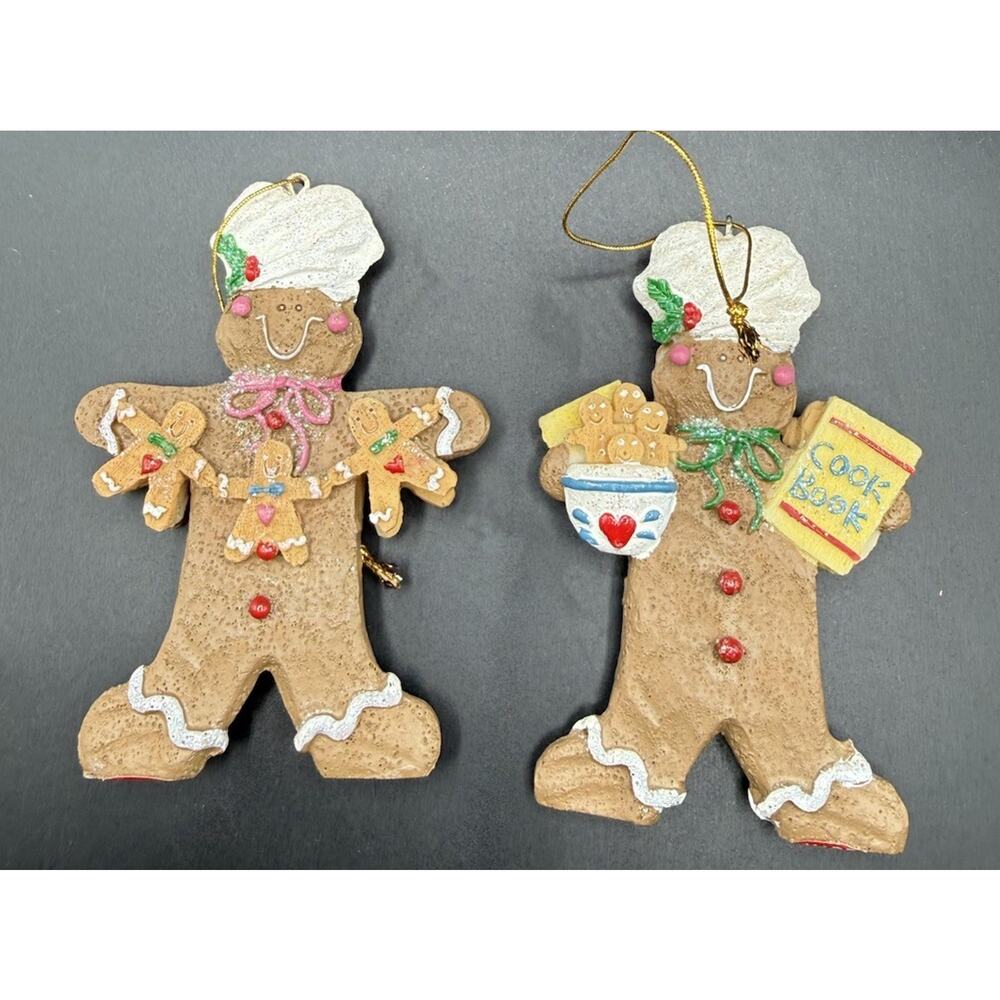 2 Dillards Home Ornaments Christmas Iced Gingerbread Man Cookies Baking -LO19